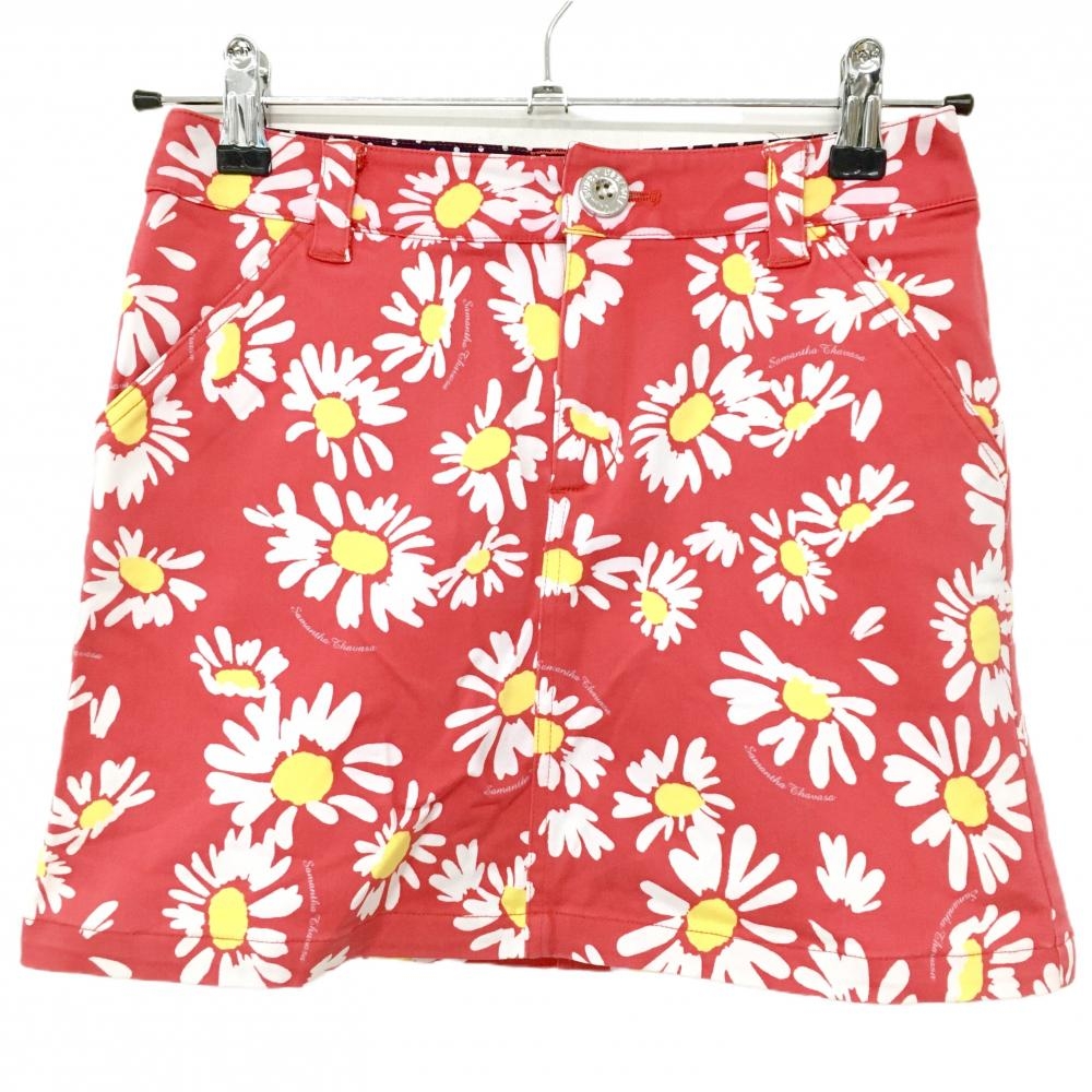 サマンサタバサUNDER25 スカート レッド×白×イエロー 花柄  レディース XS ゴルフウェア Samantha Thavasa