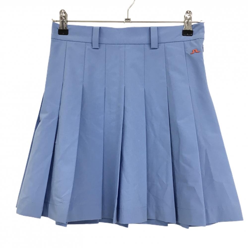 ジェイリンドバーグ プリーツスカート ライトブルー系 ロゴレッド インナーパンツ付  レディース S ゴルフウェア J．LINDEBERG
