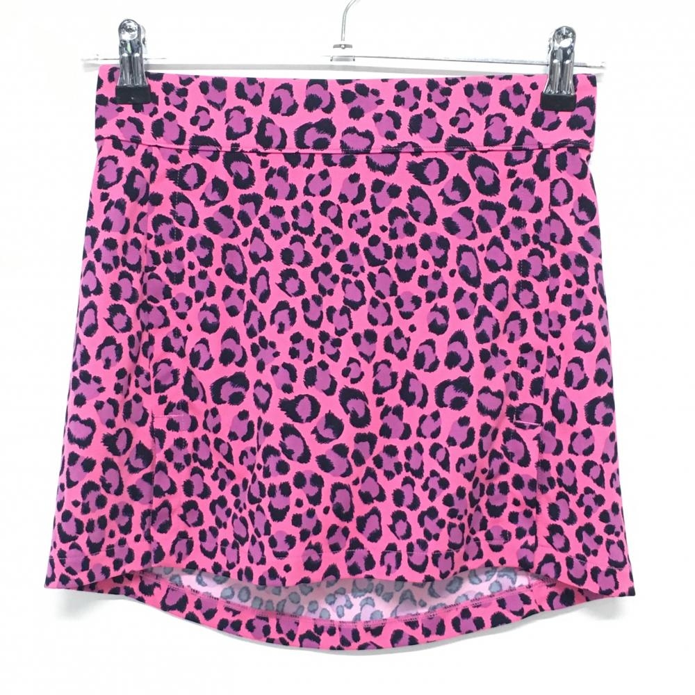 【超美品】ジェイリンドバーグ スカート ピンク×黒 レオパード 内側インナーパンツ レディース XS ゴルフウェア J．LINDEBERG