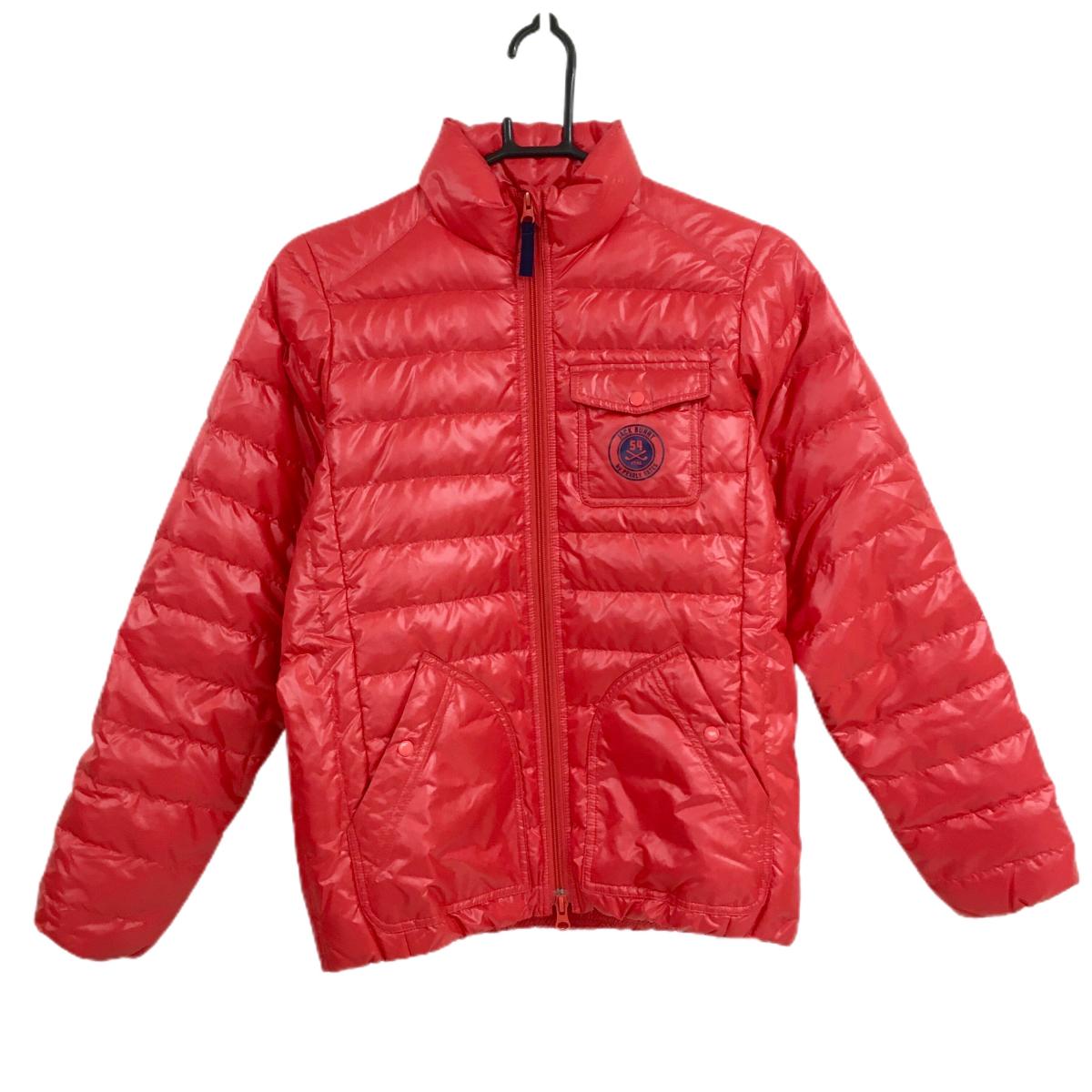 【美品】ジャックバニー ダウンジャケット レッド バックロゴ レディース 1(M) ゴルフウェア Jack Bunny