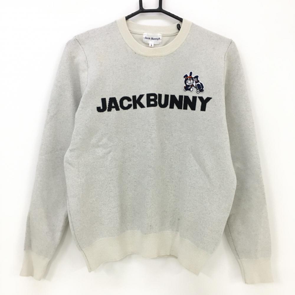 ジャックバニー×ドラえもん セーター 白×ネイビー フロントロゴ ニット  レディース 1(M) ゴルフウェア 2022年モデル Jack Bunny