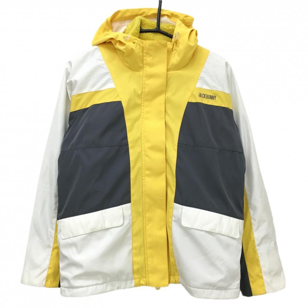 ジャックバニー 3WAYジャケット イエロー×白×グレー ボアベスト取外し可 蓄熱裏地  レディース 1(M) ゴルフウェア Jack Bunny