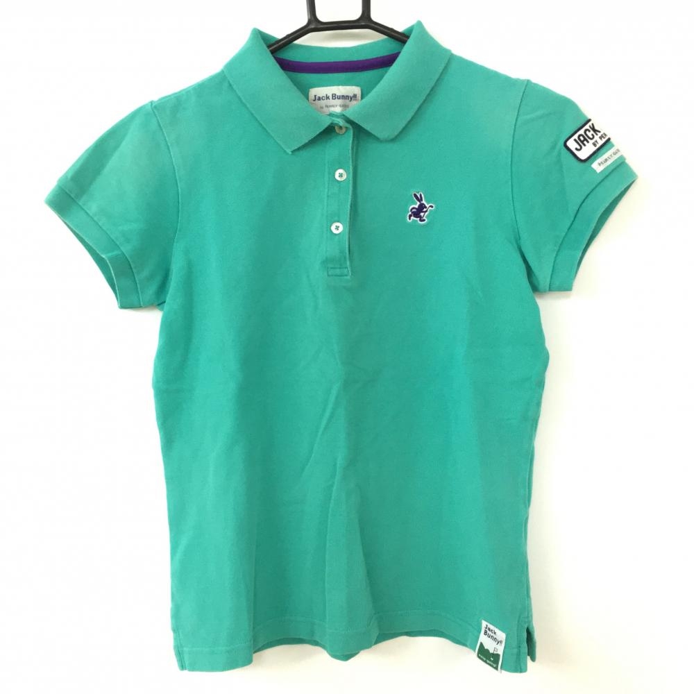 Jack Bunny ジャックバニー 半袖ポロシャツ ブルーグリーン シンプル コットン100％ レディース 1(M) ゴルフウェア