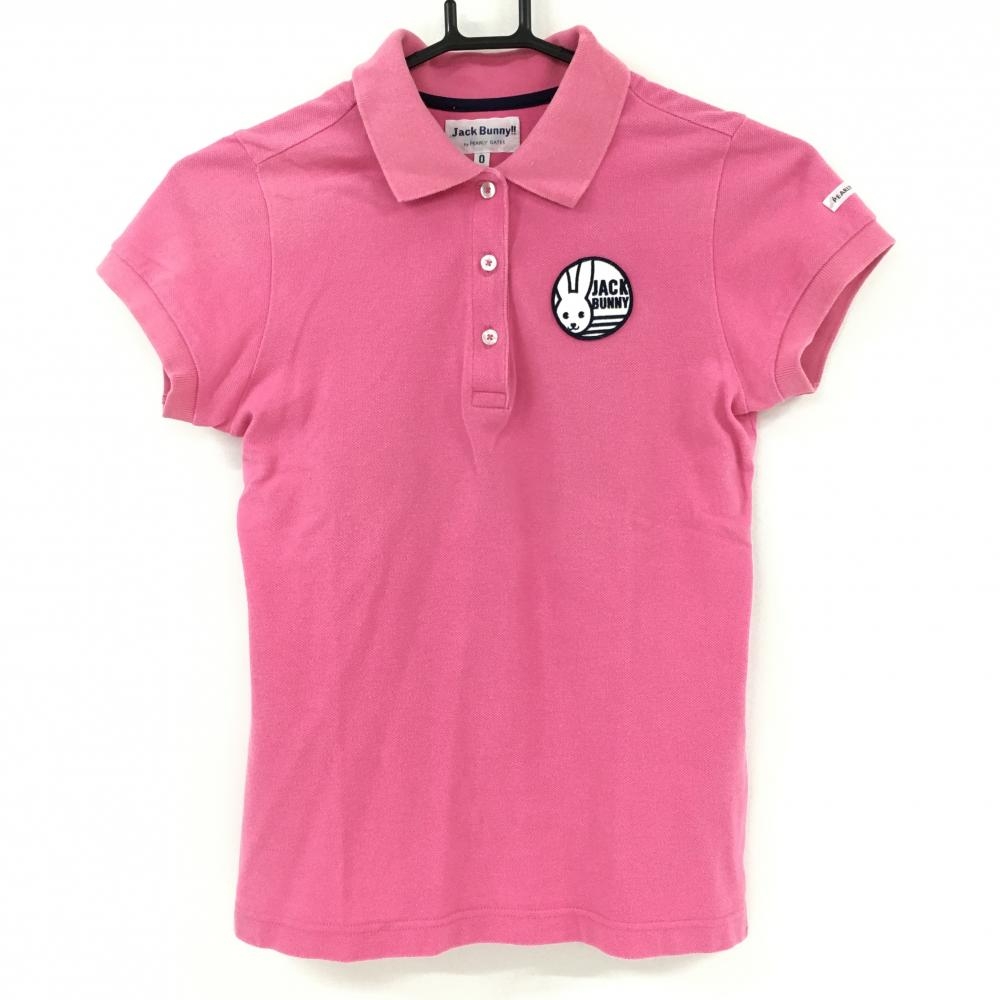 ジャックバニー 半袖ポロシャツ ピンク×白 コットン100％ 日本製  レディース 0(S) ゴルフウェア Jack Bunny