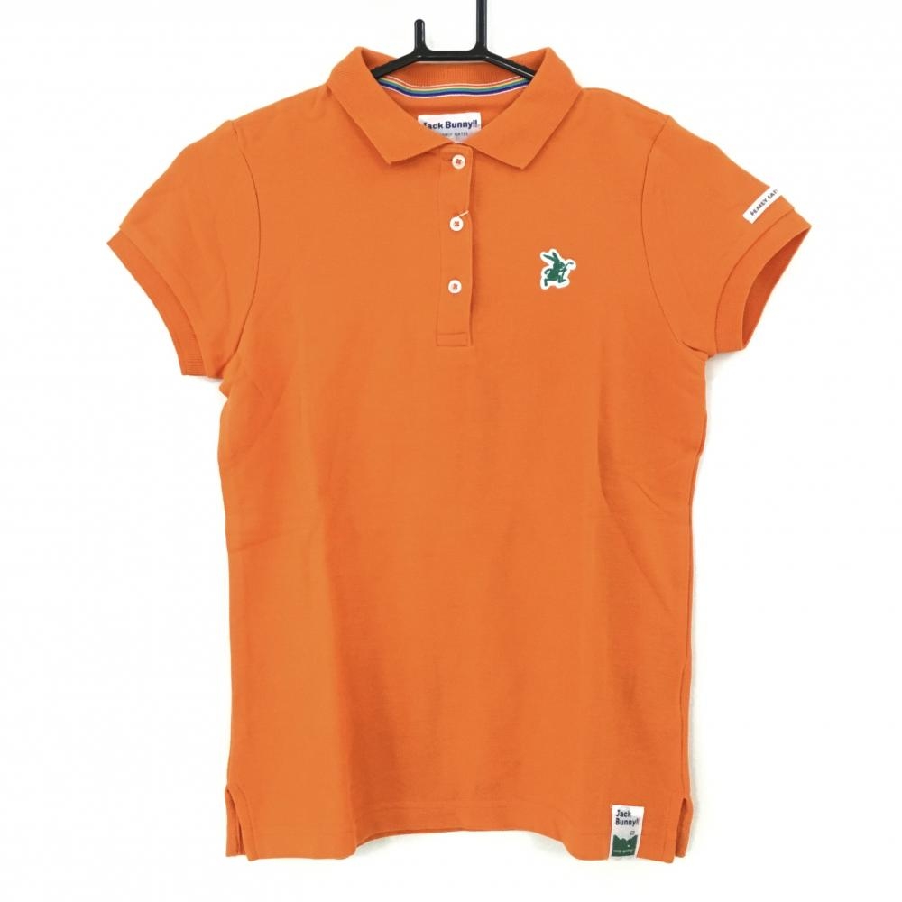 【新品】ジャックバニー 半袖ポロシャツ オレンジ コットン100％ レディース 0(S) ゴルフウェア Jack Bunny