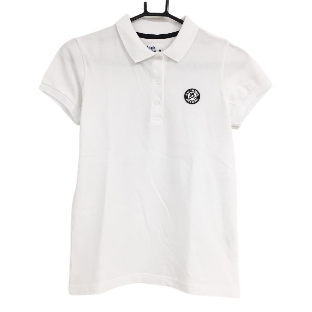 ジャックバニー 半袖ポロシャツ 白×黒 シリコンワッペン レディース 0(S) ゴルフウェア Jack Bunny