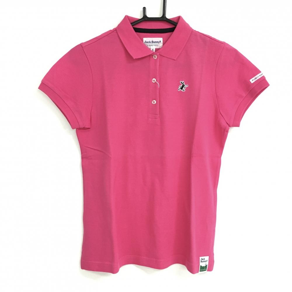 【新品】ジャックバニー 半袖ポロシャツ ピンク シンプル ラビット レディース 1(M) ゴルフウェア Jack Bunny