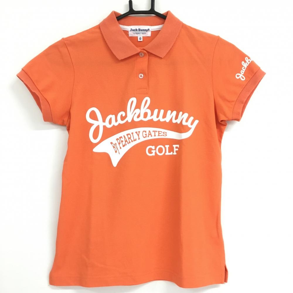 ジャックバニー 半袖ポロシャツ オレンジ×白 オレンジ ロゴプリント レディース 0(S) ゴルフウェア Jack Bunny
