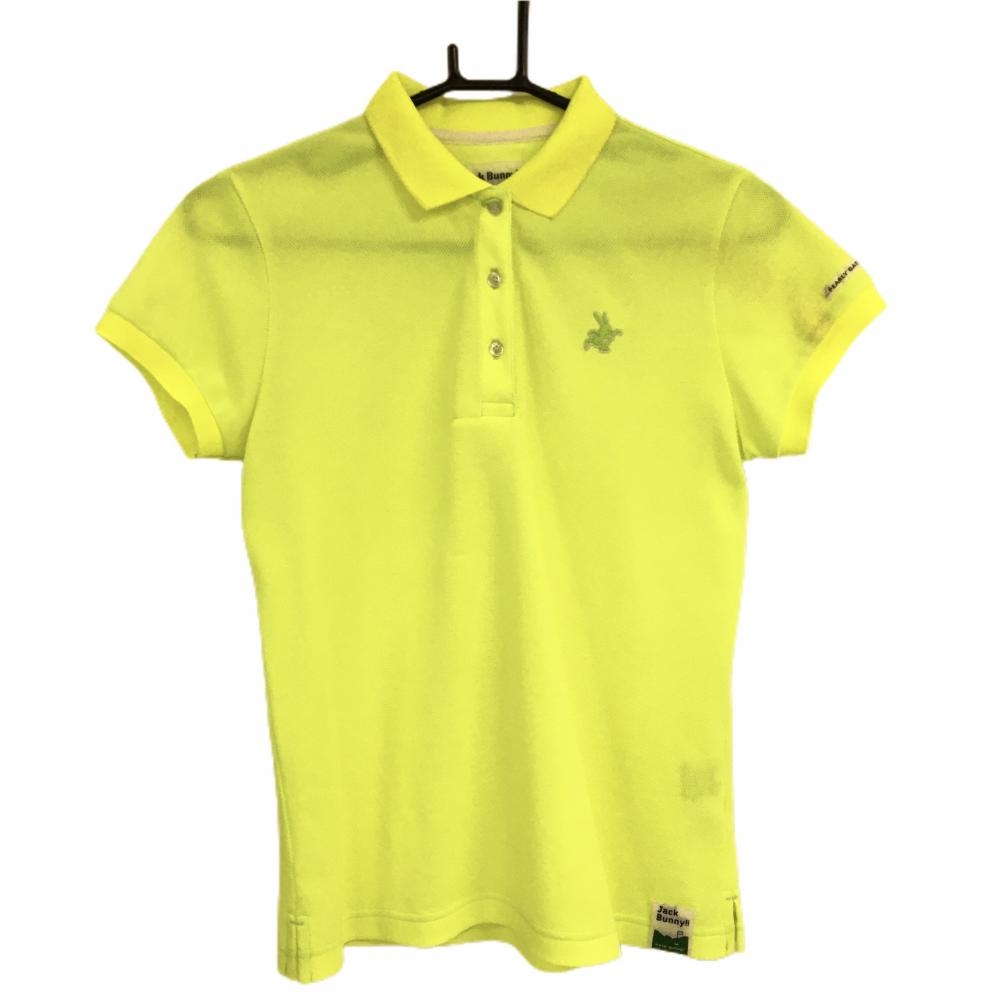 ジャックバニー 半袖ポロシャツ 蛍光イエロー ロゴ刺しゅう レディース 1(M) ゴルフウェア Jack Bunny