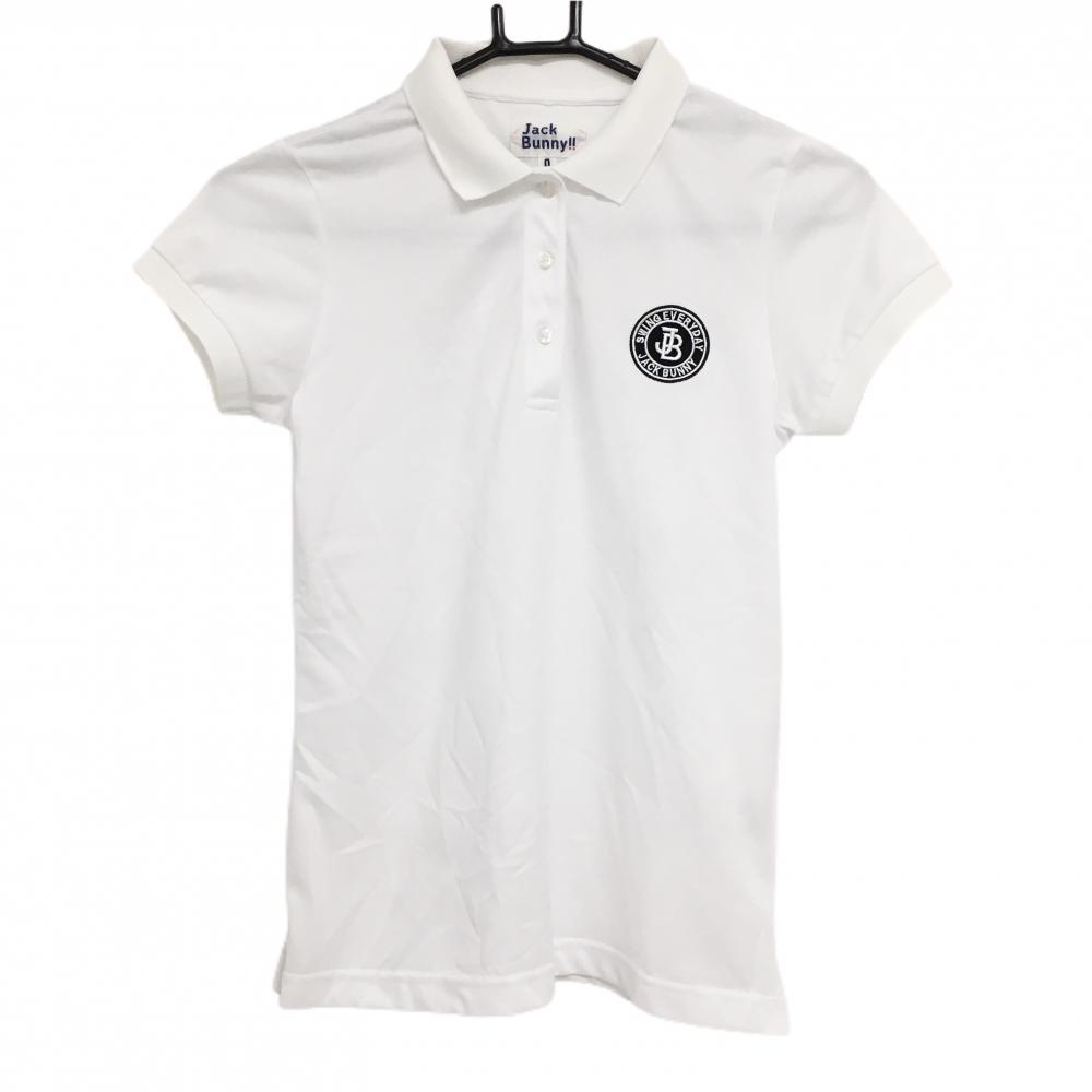 【美品】ジャックバニー 半袖ポロシャツ 白×黒 胸ロゴ レディース 0(S) ゴルフウェア Jack Bunny