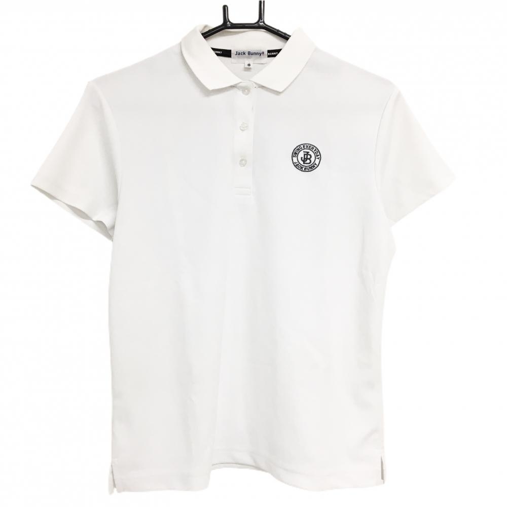 ジャックバニー 半袖ポロシャツ 白×黒 背面ロゴライン レディース 0(S) ゴルフウェア 2024年モデル Jack Bunny