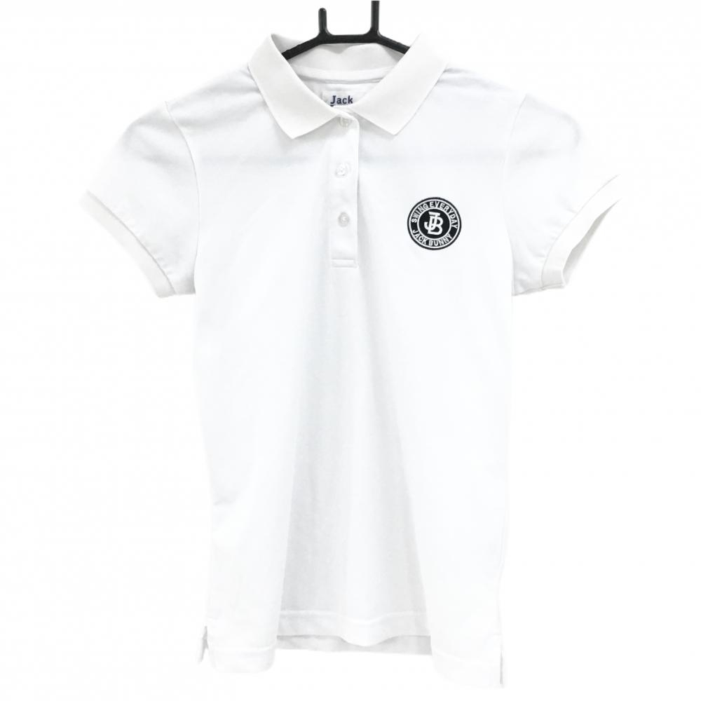 【超美品】ジャックバニー 半袖ポロシャツ 白 ワッペン レディース 0(S) ゴルフウェア Jack Bunny