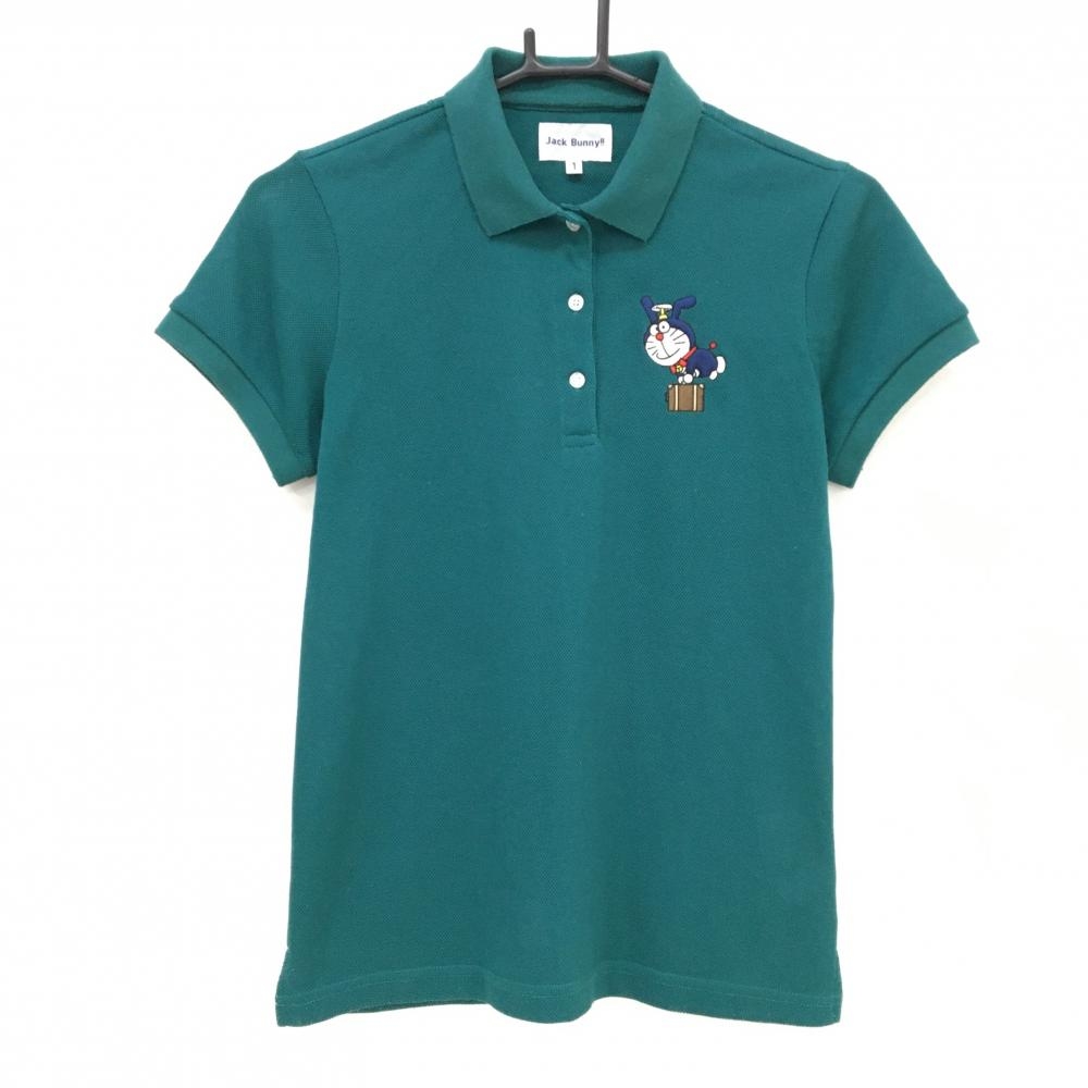 【美品】ジャックバニー×ドラえもん 半袖ポロシャツ グリーン ドラミちゃん レディース 1(M) ゴルフウェア Jack Bunny