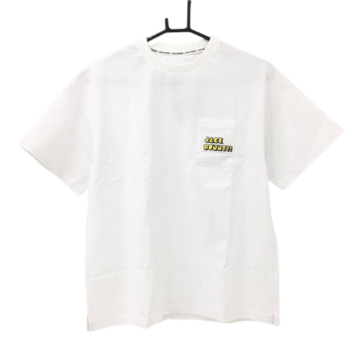 【新品】ジャックバニー×PAC-MAN Tシャツ 白 胸ポケット レディース 2(L) ゴルフウェア Jack Bunny