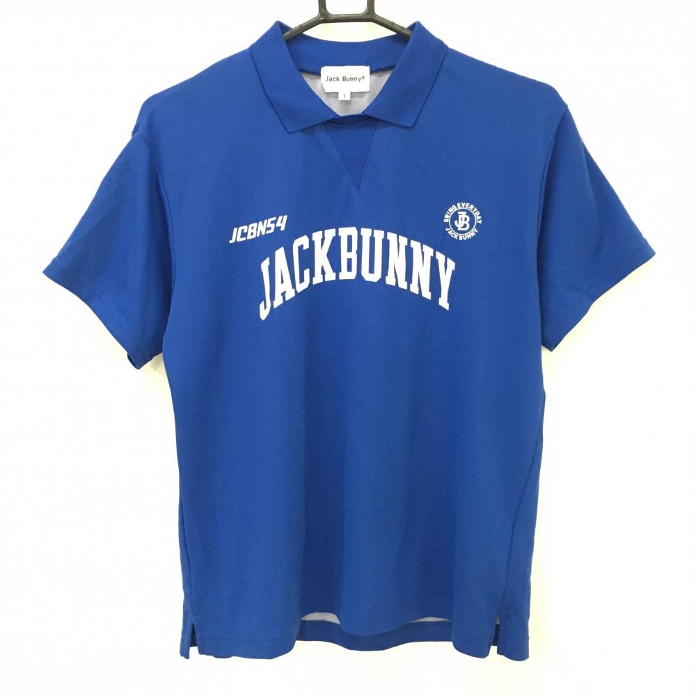 ジャックバニー 襟付半袖シャツ ブルー×白 背面プリント レディース 1(M) ゴルフウェア 2025年モデル Jack Bunny