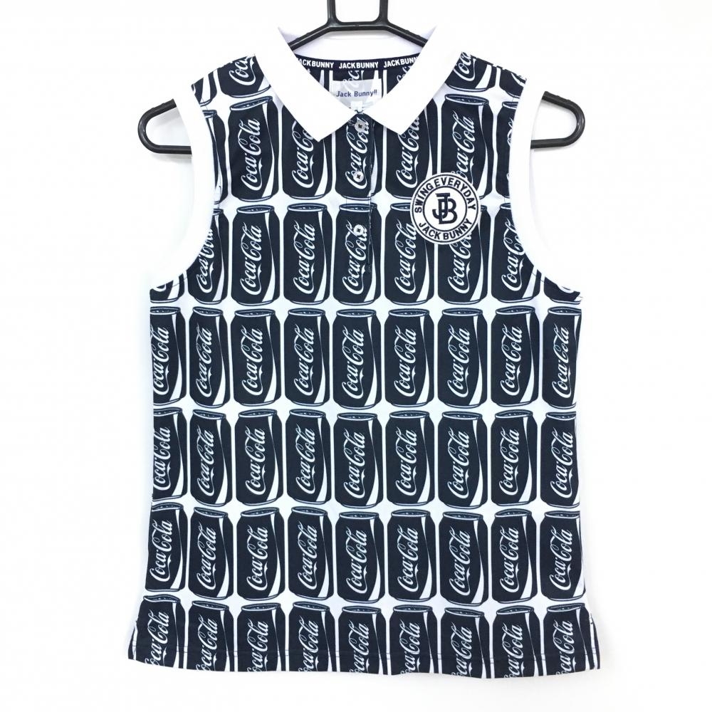 【美品】2021年＊Jack Bunny ジャックバニー×コカ・コーラ ノースリーブポロシャツ ネイビー×白   レディース 2(M) ゴルフウェア