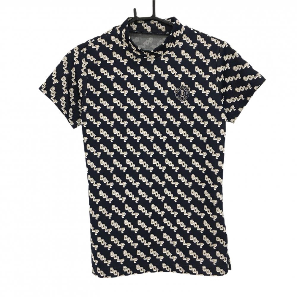 【超美品】ジャックバニー 半袖ハイネックシャツ ネイビー×ベージュ レディース 1(M) ゴルフウェア 2024年モデル Jack Bunny