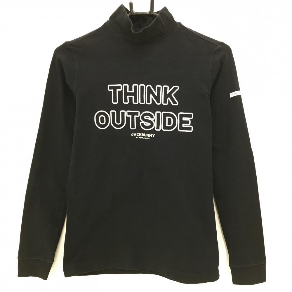 ジャックバニー 長袖ハイネックシャツ 黒×白 フロントプリント レディース 0(S) ゴルフウェア Jack Bunny