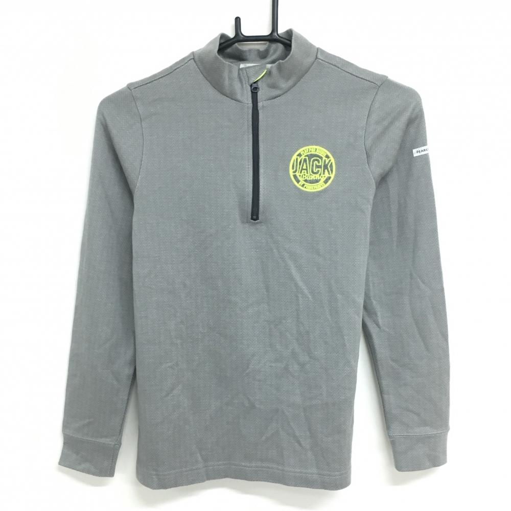 【超美品】ジャックバニー 長袖ハイネックシャツ ライトグレー ヘリンボーン ハーフジップ レディース 0(S) ゴルフウェア Jack Bunny