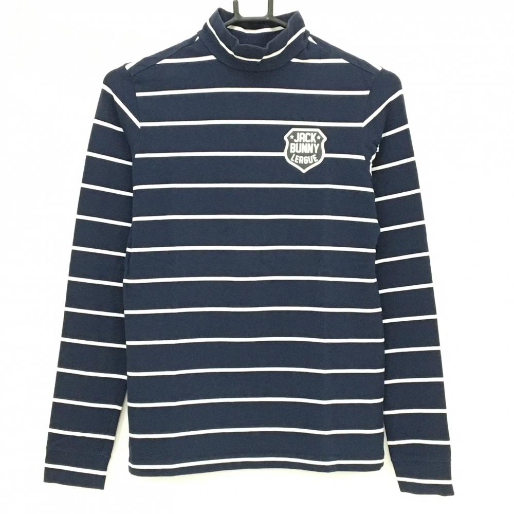 ジャックバニー 長袖ハイネックシャツ ネイビー×白 ボーダー レディース 2(L) ゴルフウェア Jack Bunny
