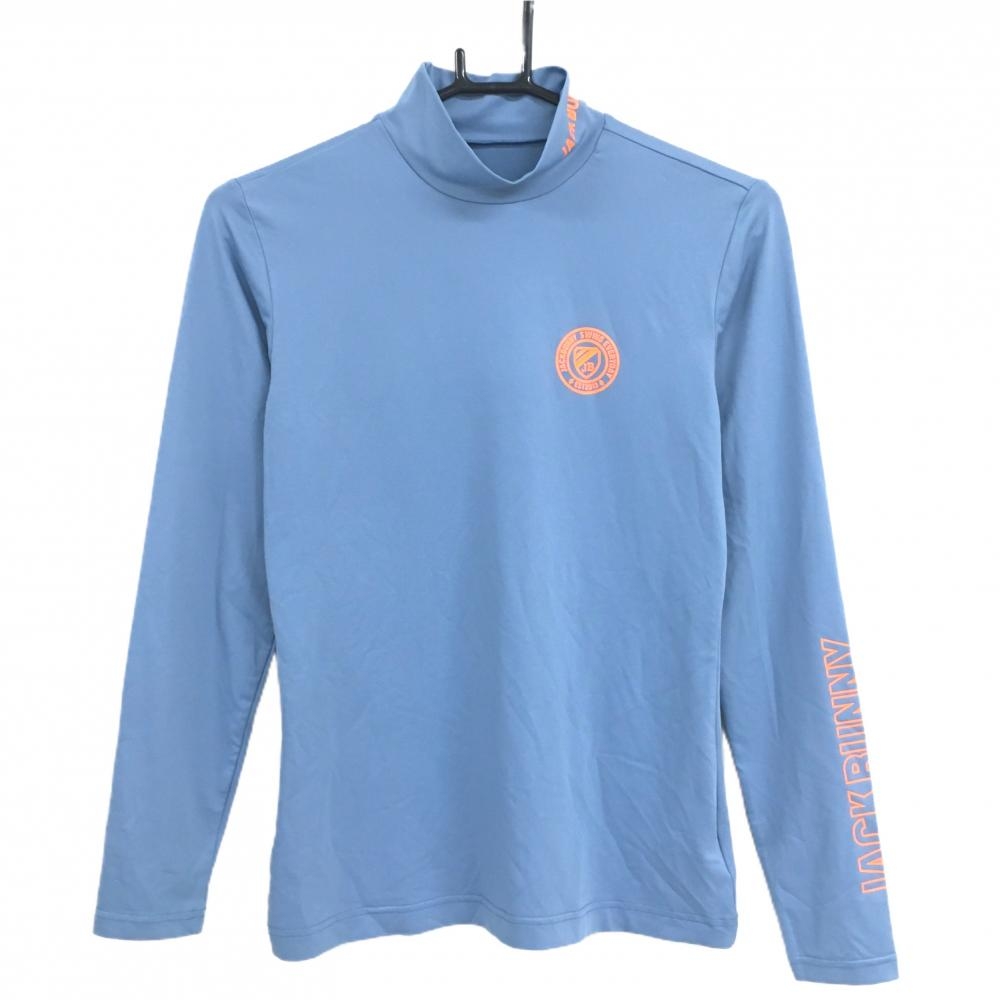 【美品】ジャックバニー 長袖ハイネックシャツ ブルーグレー ストレッチ COOLCORE インナー レディース 2(L) ゴルフウェア Jack Bunny