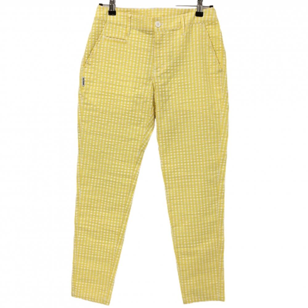 【新品】ジャックバニー パンツ イエロー×白 チェック サッカー生地 レディース 1(M) ゴルフウェア Jack Bunny