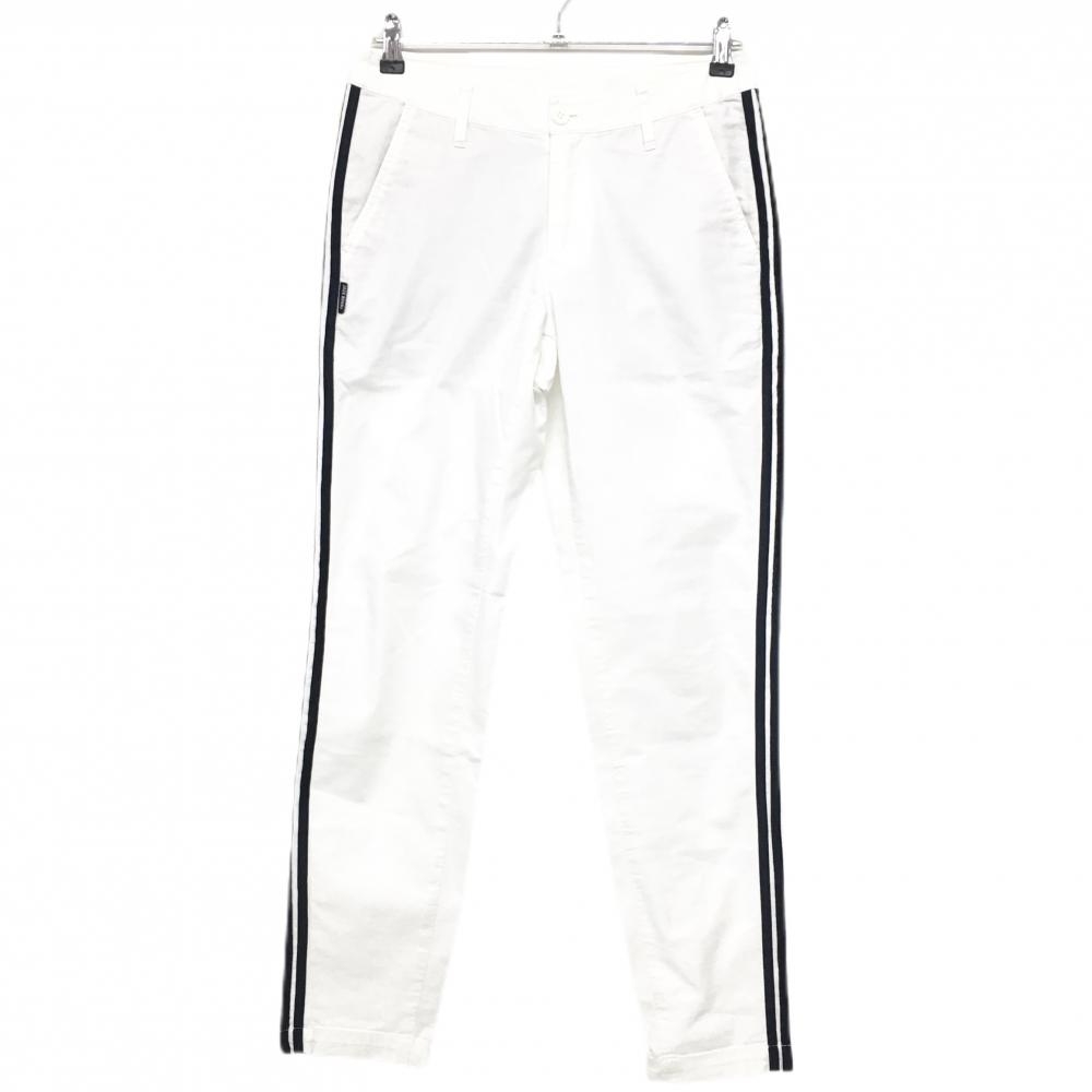 【美品】ジャックバニー パンツ 白×ネイビー サイド2ライン レディース 2(L) ゴルフウェア Jack Bunny