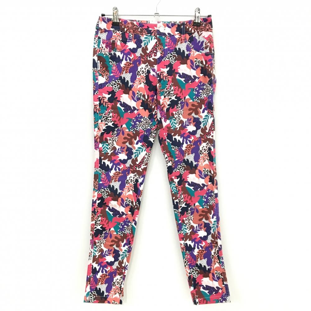 ジャックバニー パンツ マルチカラー リーフ総柄 一部レオパード レディース 1(M) ゴルフウェア Jack Bunny