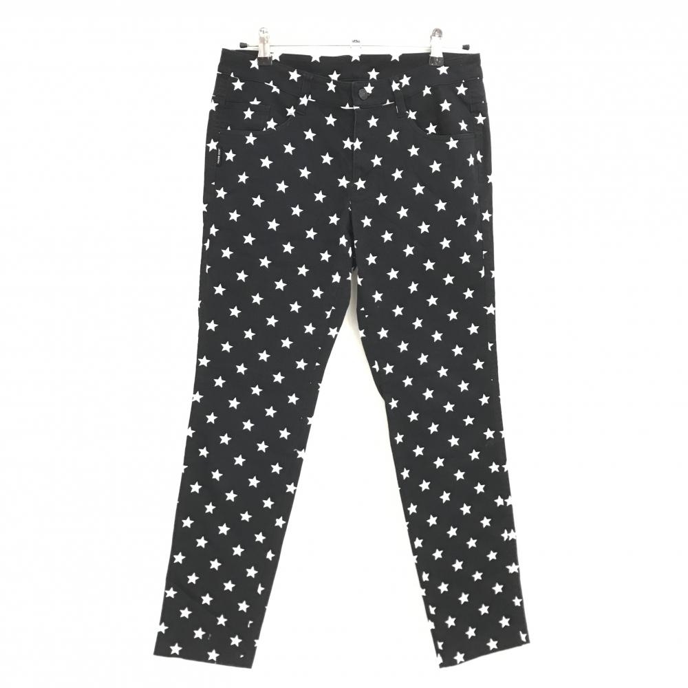 ジャックバニー パンツ 黒×白 星総柄 ストレッチ  レディース 2(L) ゴルフウェア Jack Bunny