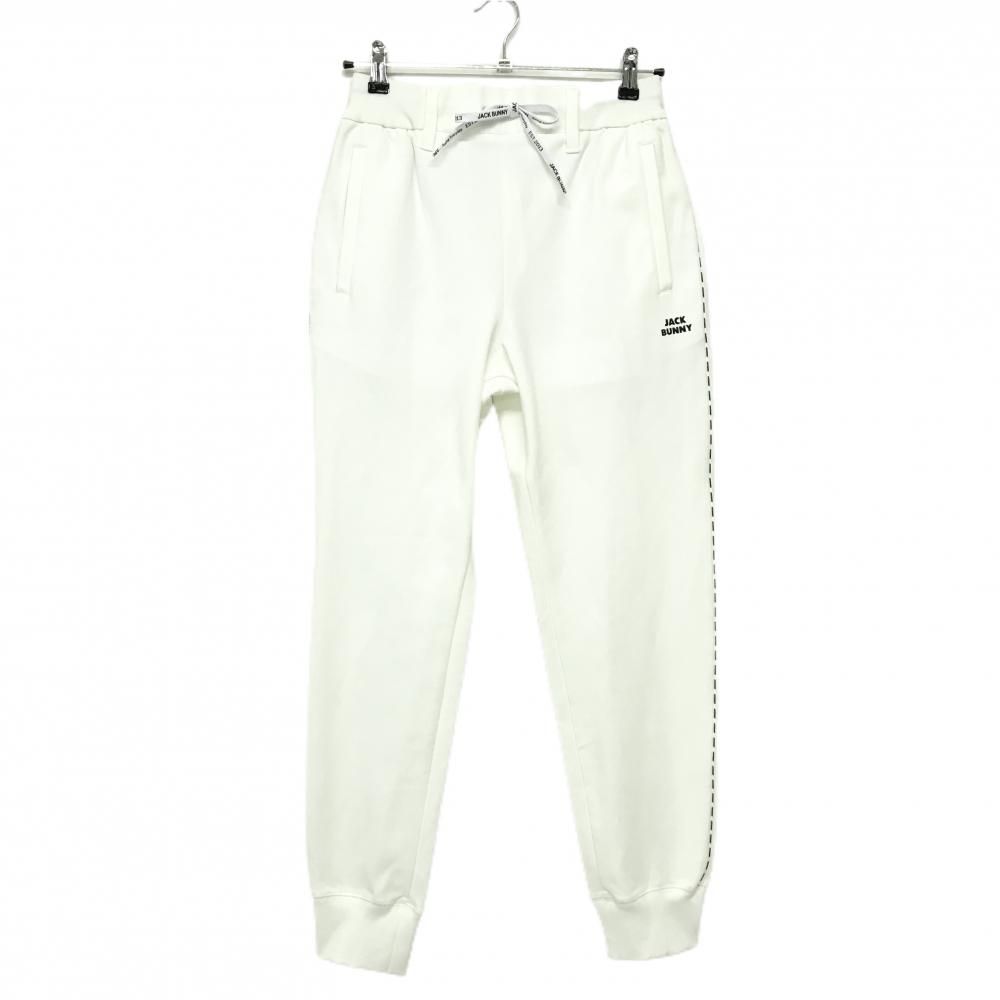 ジャックバニー ジョガーパンツ サイドロゴライン 白 ウエストゴム 調節紐 レディース 1(M) ゴルフウェア Jack Bunny