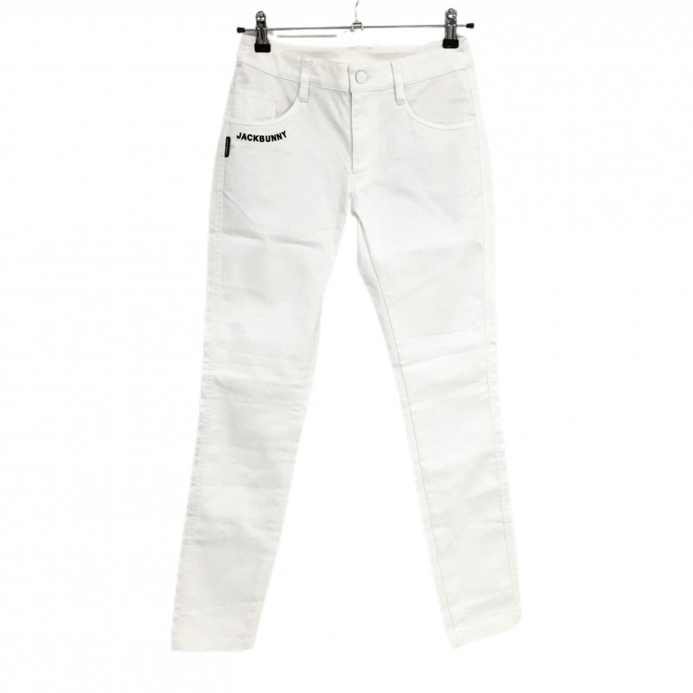【美品】ジャックバニー×コカ・コーラ パンツ 白×黒 ストレッチ 後ろビッグプリント レディース 0(S) ゴルフウェア Jack Bunny