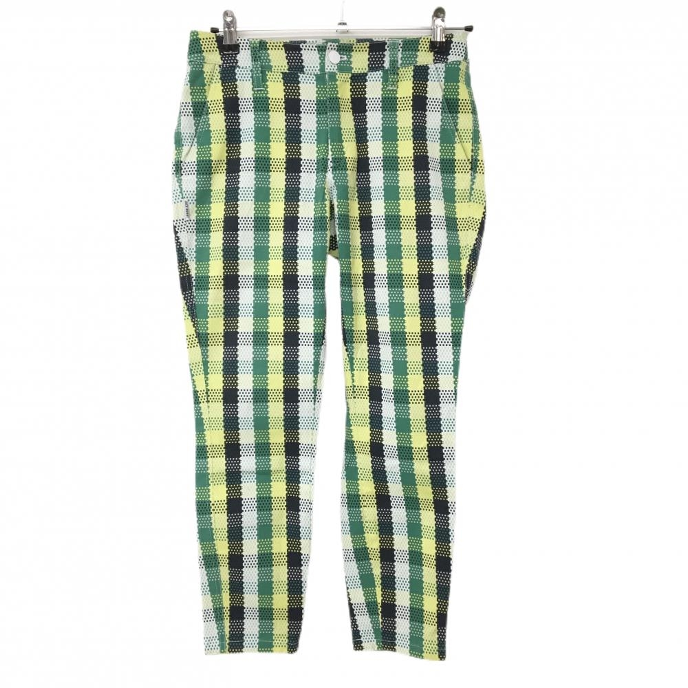 ジャックバニー パンツ グリーン×ネイビー チェック柄 ストレッチ レディース 1(M) ゴルフウェア Jack Bunny