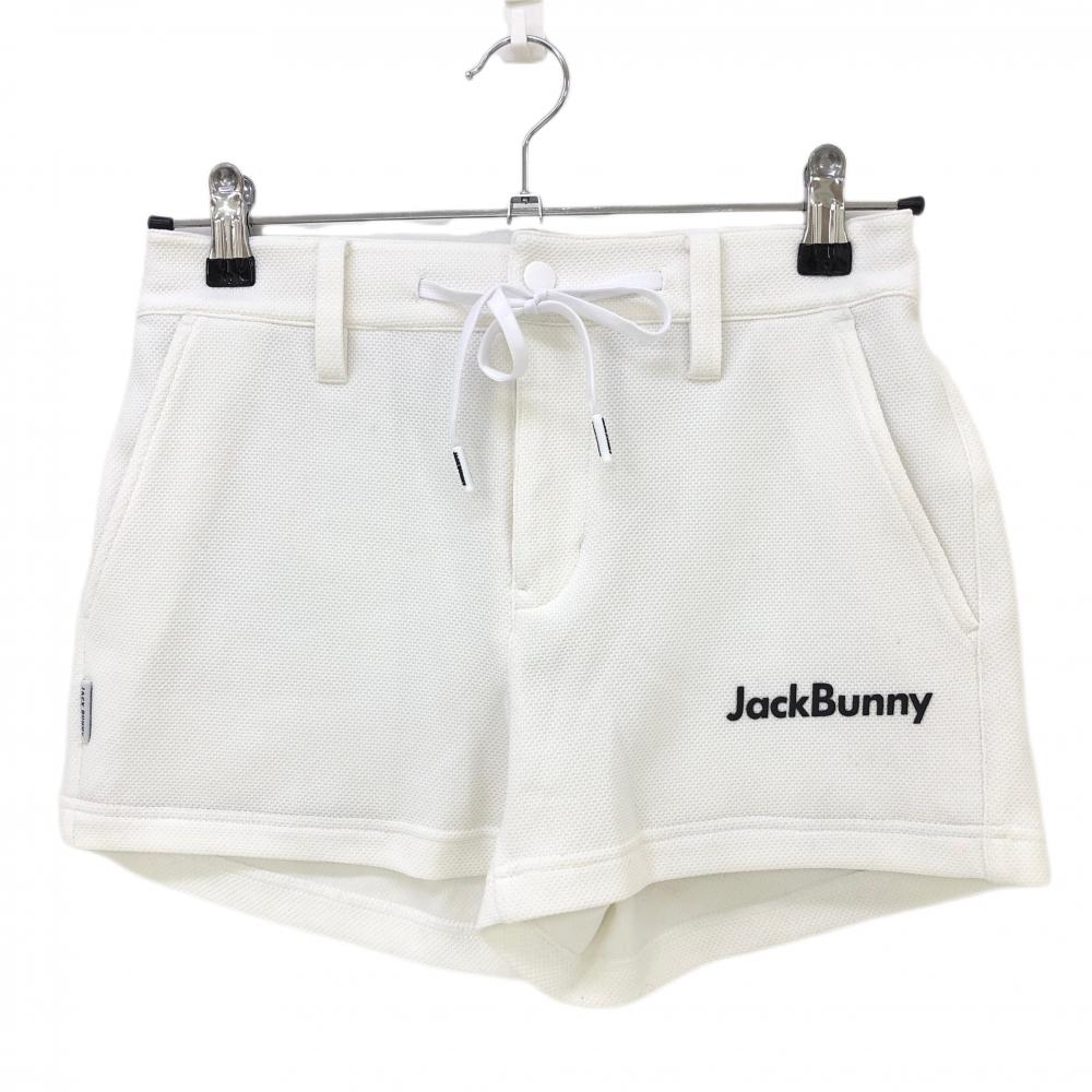 【超美品】ジャックバニー ショートパンツ 白 織生地 ウエスト調整紐 レディース 0(S) ゴルフウェア Jack Bunny