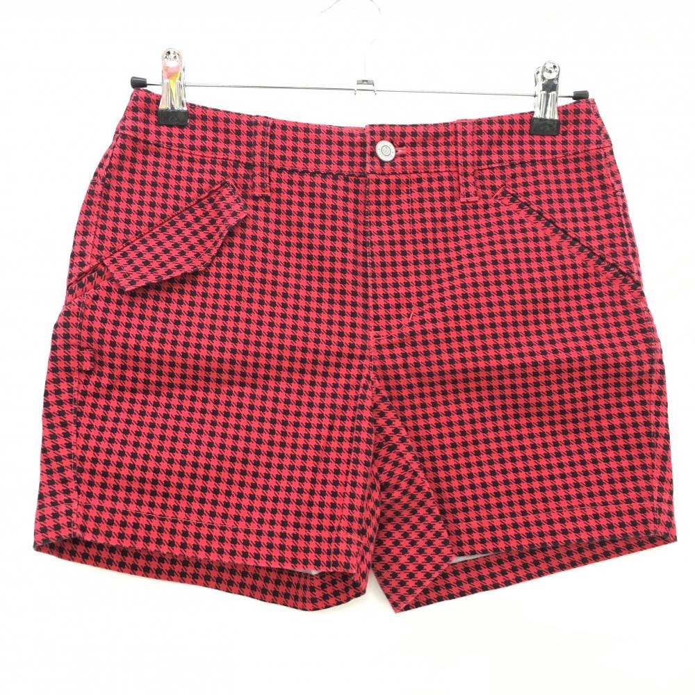 【超美品】ジャックバニー ショートパンツ レッド×黒 総柄 ストレッチ  レディース 0(S) ゴルフウェア Jack Bunny