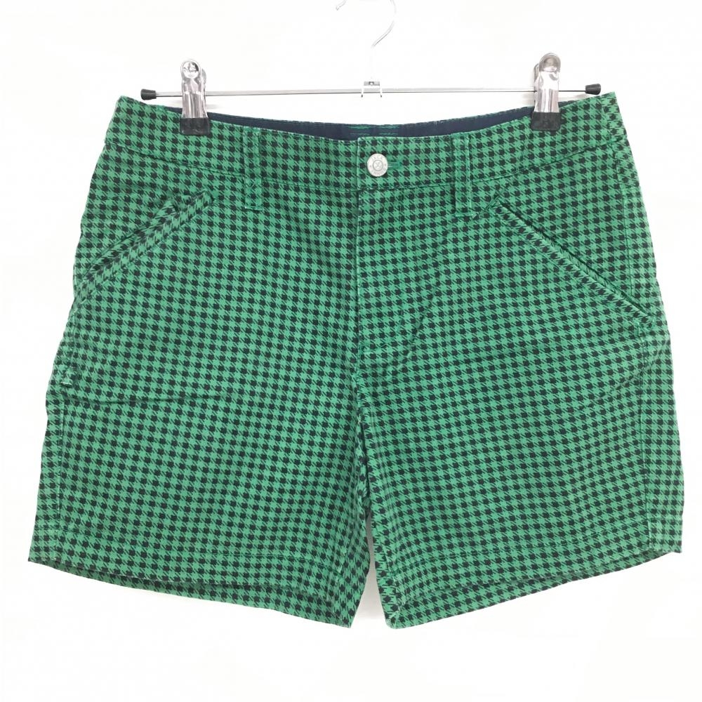 ジャックバニー ショートパンツ グリーン×ネイビー チェック レディース 2(L) ゴルフウェア Jack Bunny