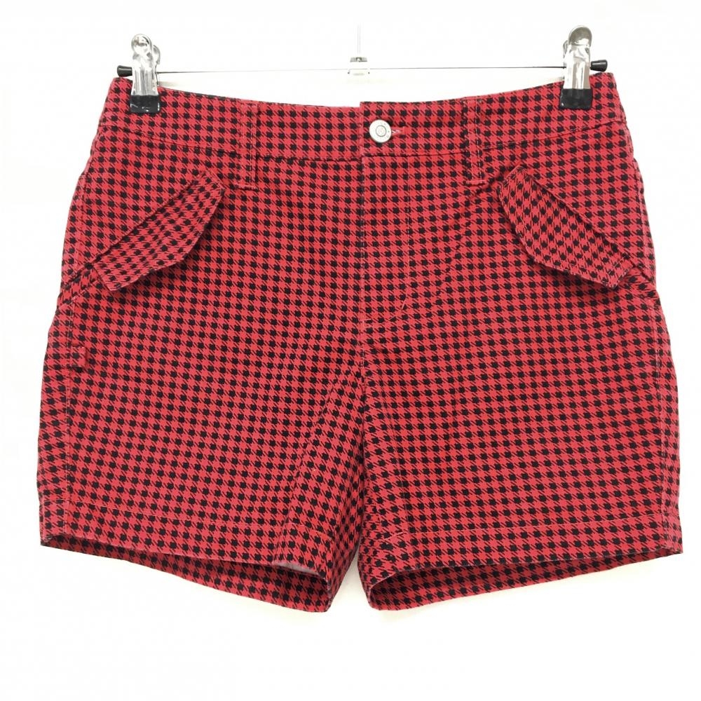 【美品】ジャックバニー ショートパンツ レッド×黒 チェック ストレッチ  レディース 0(S) ゴルフウェア Jack Bunny