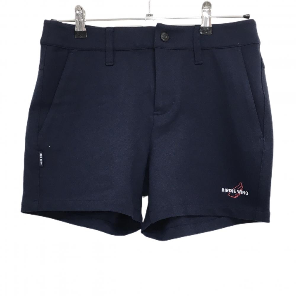 【美品】ジャックバニー×BIRDIE WING ショートパンツ ネイビー 後ロゴプリント  レディース 2(L) ゴルフウェア Jack Bunny