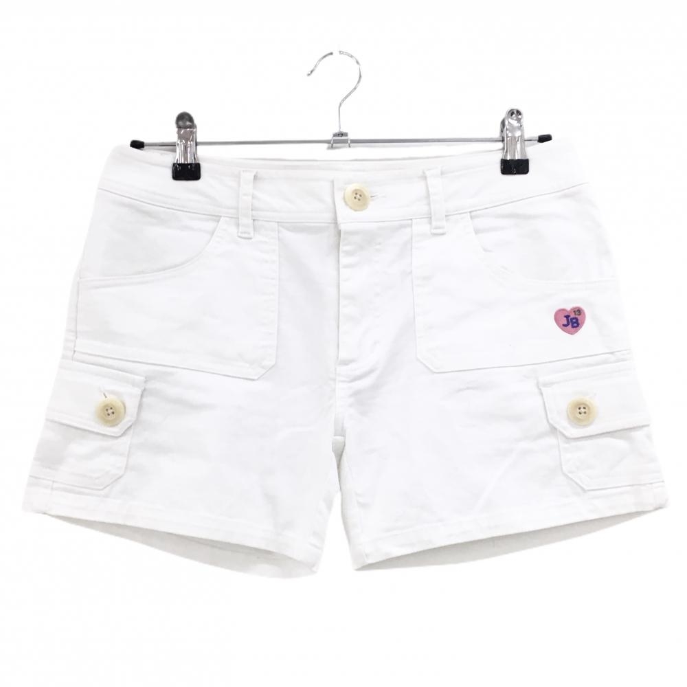ジャックバニー ショートパンツ 白 ハートワッペン 複数ポケット レディース 1(M) ゴルフウェア Jack Bunny