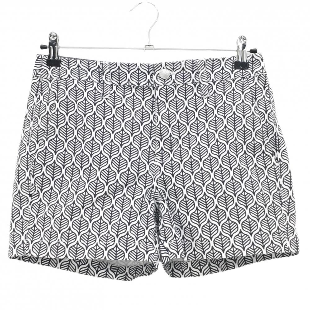 【美品】ジャックバニー ショートパンツ 白×ダークネイビー リーフ柄 バックロゴ  レディース 1(M) ゴルフウェア Jack Bunny