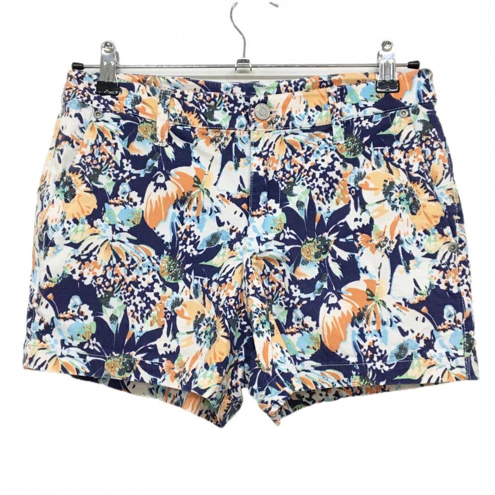 ジャックバニー ショートパンツ ネイビー×白×オレンジ 総柄 ストレッチ レディース 1(M) ゴルフウェア Jack Bunny