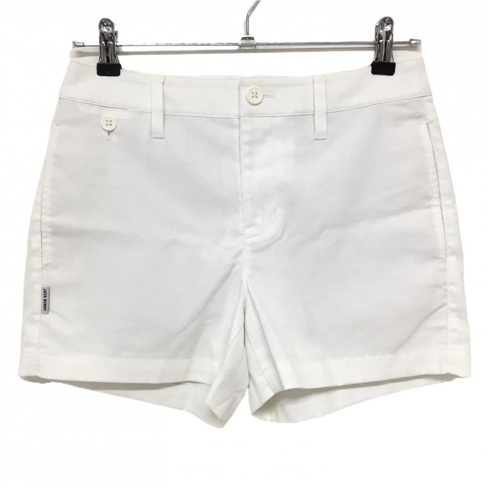 【美品】ジャックバニー ショートパンツ 白 ストレッチ フラップポケット  レディース 1(M) ゴルフウェア Jack Bunny