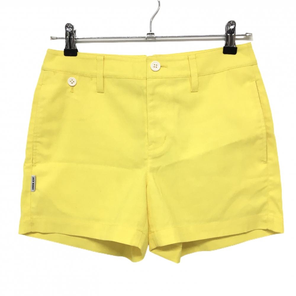 【美品】ジャックバニー ショートパンツ イエロー ストレッチ フラップポケット レディース 1(M) ゴルフウェア Jack Bunny