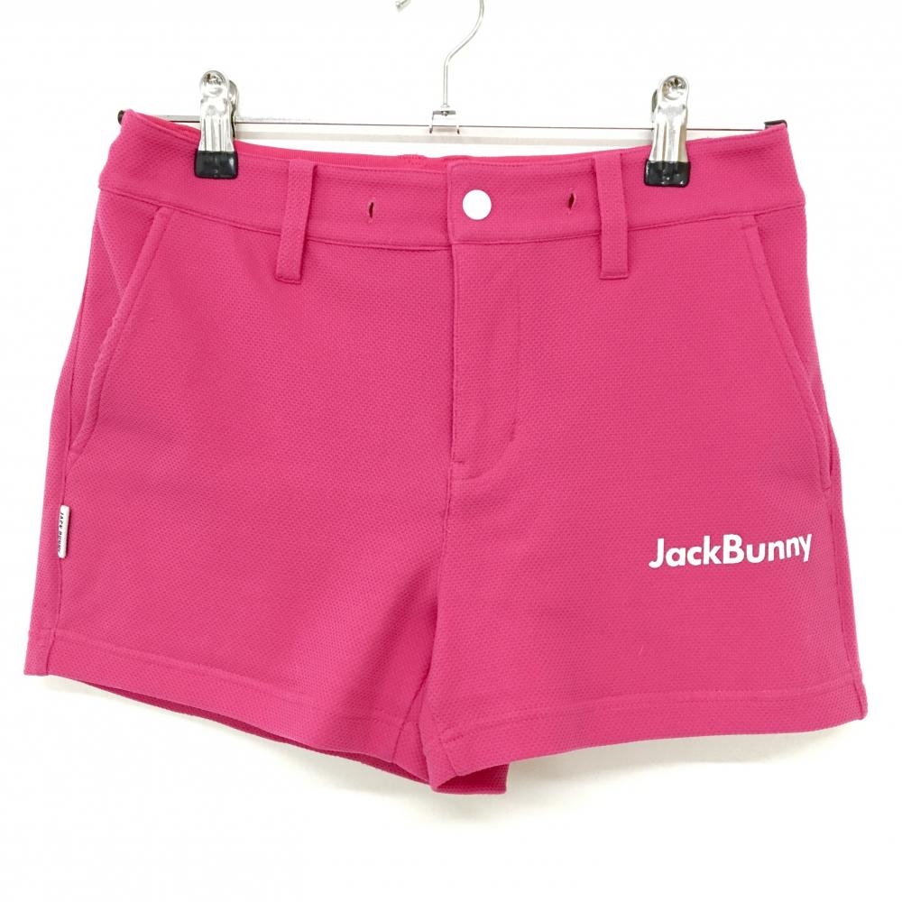 ジャックバニー ショートパンツ ピンク ロゴ白 ウエスト一部ゴム  レディース 1(M) ゴルフウェア Jack Bunny