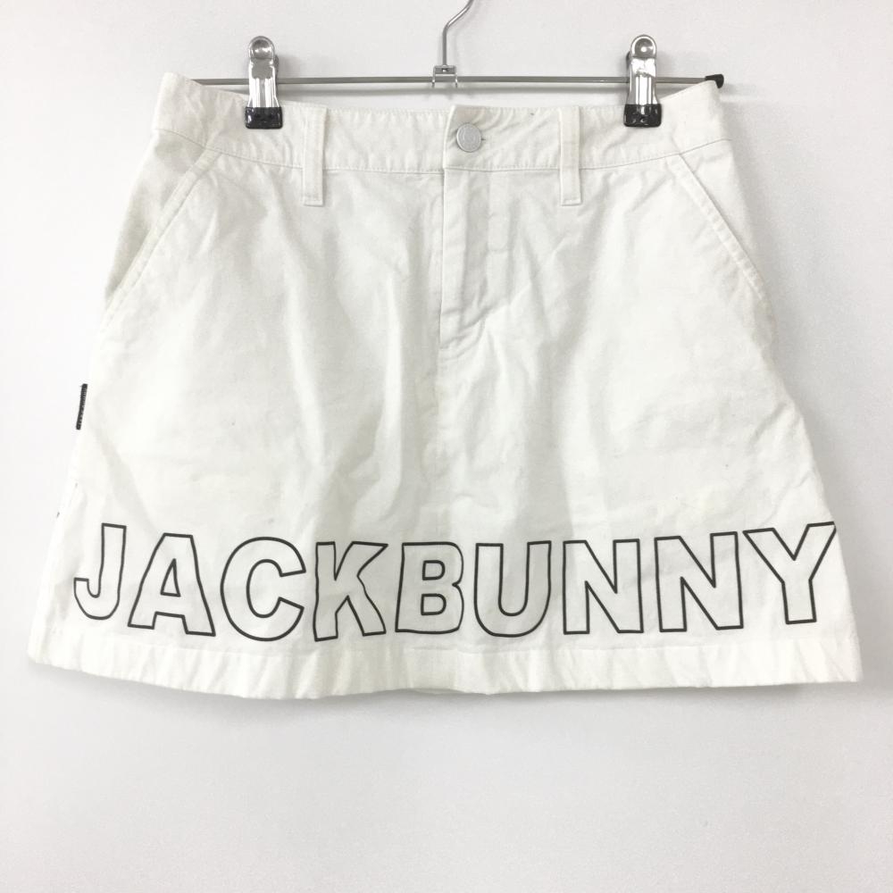 訳あり＊Jack Bunny ジャックバニー スカート 白×黒 ビッグロゴ 内側インナーパンツ  レディース 0(S) ゴルフウェア