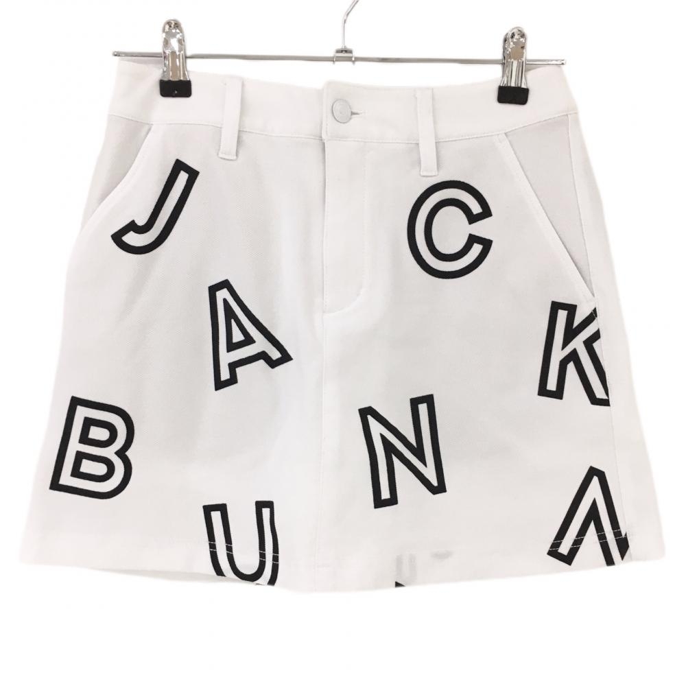 【超美品】ジャックバニー スカート 白×黒 ロゴ総柄 内側インナパンツ レディース 1(M) ゴルフウェア 2023年モデル Jack Bunny