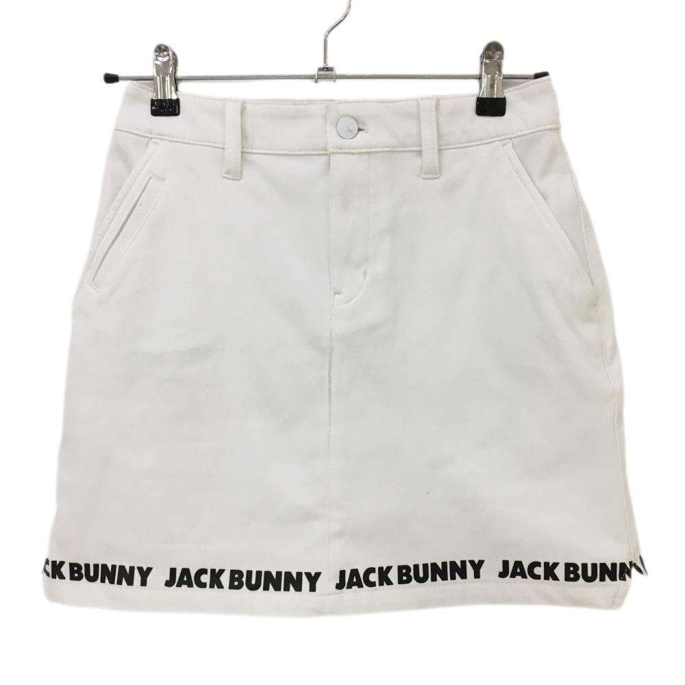 【美品】ジャックバニー スカート 白×黒 裾ロゴ 裏起毛 内側インナーパンツ  レディース 1(M) ゴルフウェア 2023年モデル Jack Bunny