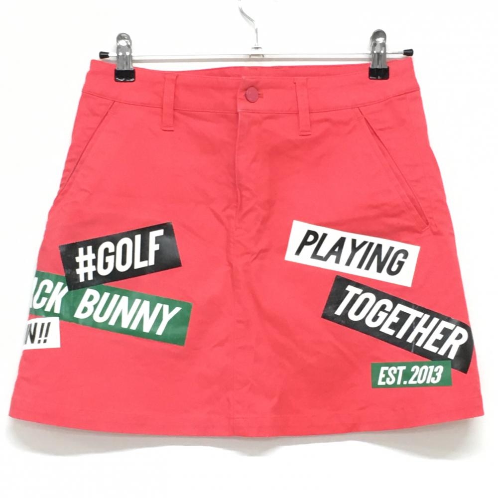 ジャックバニー スカート レッド ロゴプリント 内側インナーパンツ レディース 2(L) ゴルフウェア 2022年モデル Jack Bunny