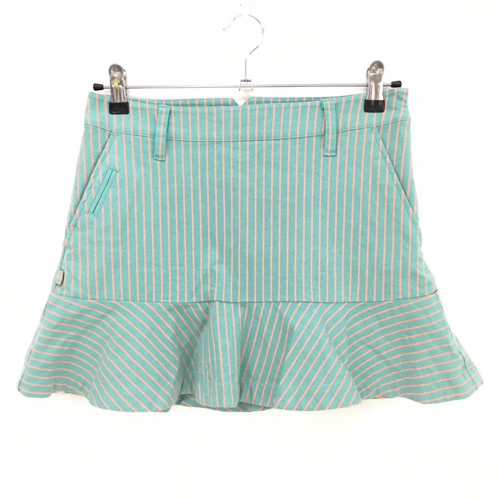 【美品】ジャックバニー スカート ライトグリーン×オレンジ ストライプ ストレッチ レディース 0(S) ゴルフウェア Jack Bunny