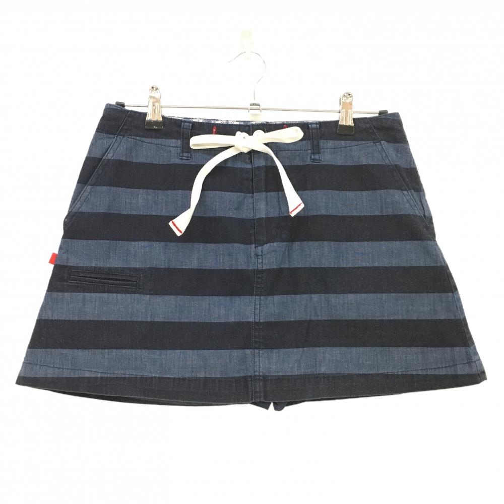 ジャックバニー スカート ネイビー×ダークネイビー ボーダー 内側インナーパンツ レディース 1(M) ゴルフウェア Jack Bunny