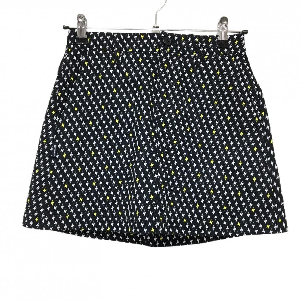 【美品】ジャックバニー スカート ダークネイビー×白×イエロー　総柄 サッカー生地  レディース 0(S) ゴルフウェア Jack Bunny